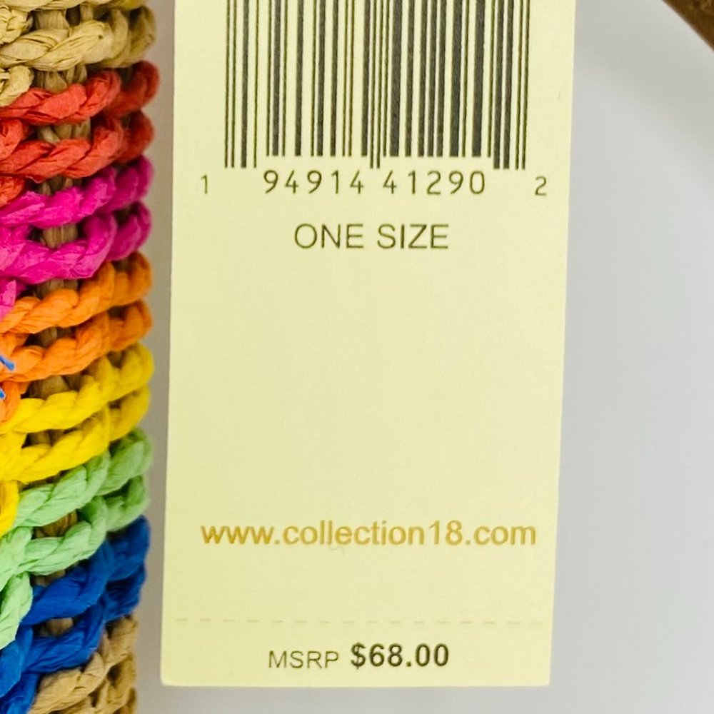 Rainbow Woven Mini Bag NWT Tassel Straw Crossbody Tote w Colorful Stripe Details - Picture 4 of 4